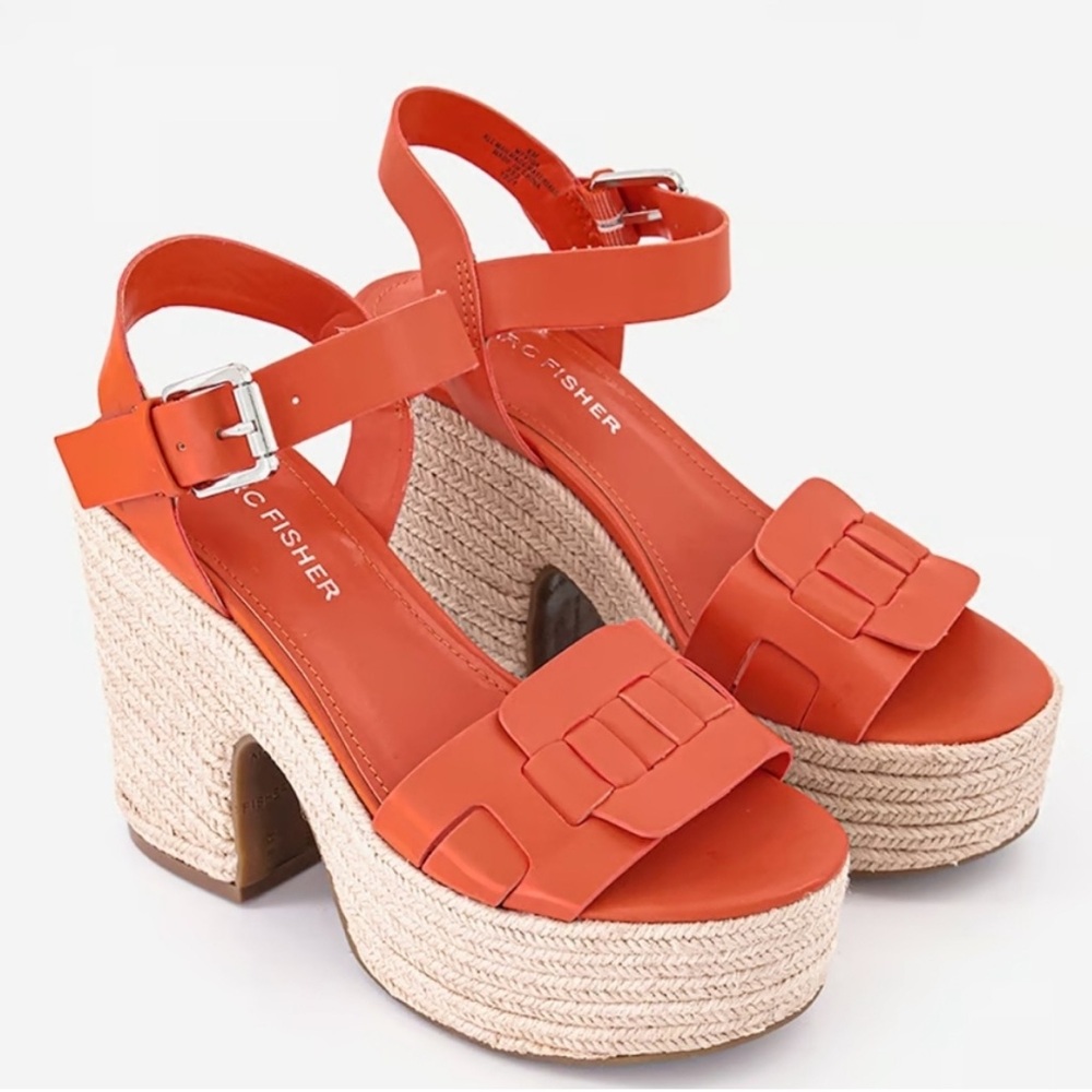Marc Fisher Viga Platform Espadrille Heeled Sandal In Orange
